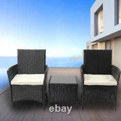 3PC Rattan Garden Bistro Set Patio Furniture 2 Chairs with Coffee Table