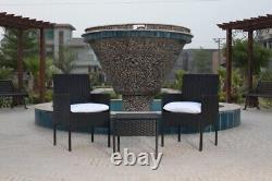 3PC Rattan Garden Furniture Bistro Set Outdoor Patio Wicker Table & Chair Set UK
