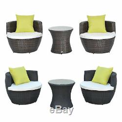 3PC Rattan Home Furniture Set Patio Garden Vase Chair Coffee Table Stackable