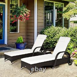 3PC Rattan Sun Lounger Wicker Sofa Day Bed Recliner Furniture Garden Patio Brown