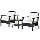 3pcs Outdoor Furniture Set Garden Table Chair Set Wicker Rattan Chair Bistro Set