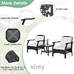 3PCS Outdoor Furniture Set Garden Table Chair Set Wicker Rattan Chair Bistro Set