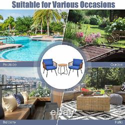 3PCS Outdoor Rattan Furniture Bistro Set Garden Patio Wicker Table & Chair Set