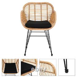 3PCS Outdoor Rattan Furniture Bistro Set Garden Patio Wicker Table Chair Woven