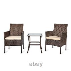 3PCS Rattan Bistro Garden Furniture Set Patio Chair Outdoor Garden Conservatory