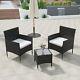 3pcs Rattan Bistro Set Garden Patio Furniture 2 Chairs & Coffee Table