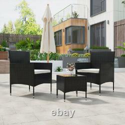 3PCS Rattan Bistro Set Garden Patio Furniture 2 Chairs & Coffee Table