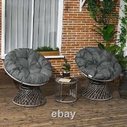 3PCS Rattan Wicker Bistro Set, Outdoor Garden Furniture Set with360° Swivel Chair