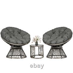 3PCS Rattan Wicker Bistro Set, Outdoor Garden Furniture Set with360° Swivel Chair