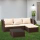 3pcs Brown Garden Rattan Set Outdoor Wicker Patio Furniture Bench Sofa & Table