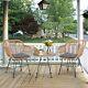 3pcs Garden Bistro Table & Chairs Set Outdoor Pe Rattan Conversation Furniture