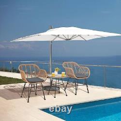 3Pcs Garden Bistro Table & Chairs Set Outdoor PE Rattan Conversation Furniture