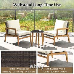 3Pcs Outdoor Rattan Furniture Set Garden Patio Wicker Chair & Side Table Set