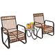 3pcs Outdoor Rattan Sofa Set Garden Patio Furniture Set With Adjustable Feet