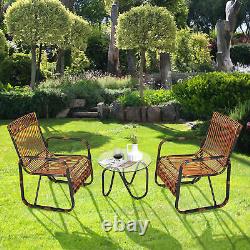 3Pcs Outdoor Rattan Sofa Set Garden Patio Furniture Set with Adjustable Feet