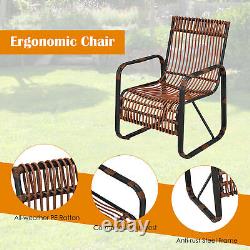 3Pcs Outdoor Rattan Sofa Set Garden Patio Furniture Set with Adjustable Feet