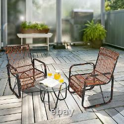 3Pcs Outdoor Rattan Sofa Set Garden Patio Furniture Set with Adjustable Feet