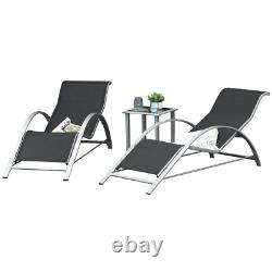 3pc Outdoor Furniture Set Sun Loungers Side Table Garden Patio Back Chaise Seats