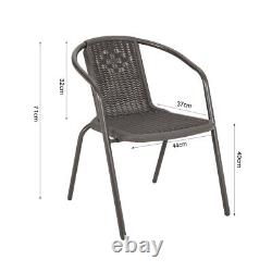 3pc Rattan Garden Furniture 2 Seater Bistro Table Chair Patio Set Multi Designs