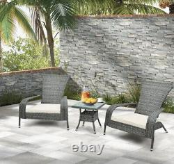 3pc Rattan Garden Furniture Table & Chair Outdoor Bistro Set Patio Wicker Set UK