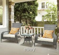 3pc Rattan Garden Furniture Table & Chair Outdoor Bistro Set Patio Wicker Set UK