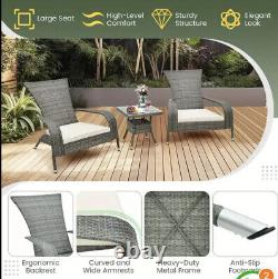 3pc Rattan Garden Furniture Table & Chair Outdoor Bistro Set Patio Wicker Set UK