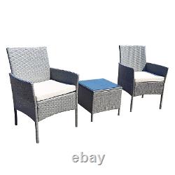 3pcs Rattan Outdoor Garden Furniture Sofa Set Table & Chairs Rome