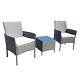 3pcs Rattan Outdoor Garden Furniture Sofa Set Table & Chairs Rome