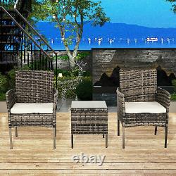 3pcs Rattan Patio Furniture Set Outdoor Garden Wicker Coffee Side Table Bistro