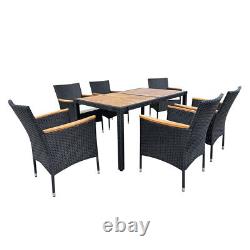 4 6 8 Seater Rattan Garden Furniture Set Dining Table Chairs with Cushions Outdoor