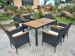 4 6 8 Seater Rattan Garden Furniture Set Dining Table Chairs with Cushions Outdoor