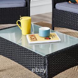 4 PCS Rattan Garden Furniture Set Patio Sofa Coffee Table Chairs Balcony Outdoor