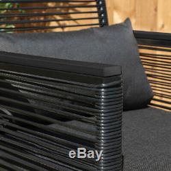 4 PIECE BLACK PATIO GARDEN FURNITURE SET OUTDOOR SEATING TABLE CHAIRS Wido