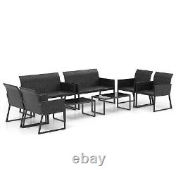4 Pcs Outdoor PE Rattan Sofa Chair Set Garden Furniture Set withQuick-Drying Foam
