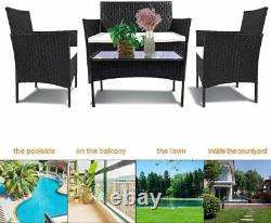 4 Pcs Rattan Garden Furniture Set Chair Sofa Table Outdoor Patio Conservatory