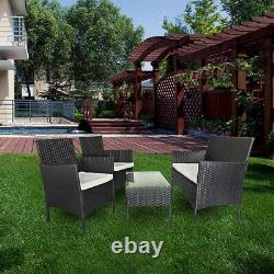 4 Pcs Rattan Garden Furniture Set Chair Sofa Table Outdoor Patio Conservatory