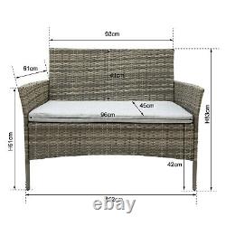 4 Pcs Rattan Outdoor Furniture Sofa Table Set Garden Conservatory Patio Grey