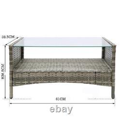 4 Pcs Rattan Outdoor Furniture Sofa Table Set Garden Conservatory Patio Grey