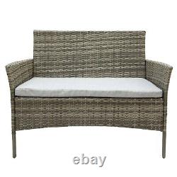 4 Pcs Rattan Outdoor Furniture Sofa Table Set Garden Conservatory Patio Grey