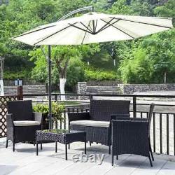 4 Piece Black Rattan Garden Furniture Set Outdoor Table Chairs Sofa Conservatory