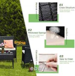 4 Piece Black Rattan Garden Furniture Set Outdoor Table Chairs Sofa Conservatory