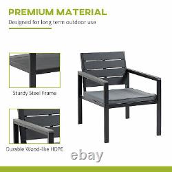 4 Piece Garden Sofa Furniture Set with Coffee Table Padded Cushions, Steel Frame