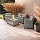 4 Piece Natural Rattan Conservatory Garden Furniture Set Indoor Outdoor