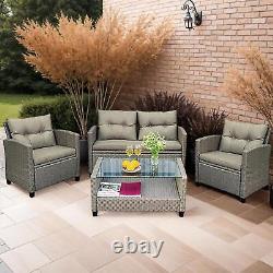 4 Piece Natural Rattan Conservatory Garden Furniture Set Indoor Outdoor