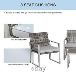 4-Piece Outdoor Garden Rattan Seating Furniture Set Grey