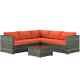 4-piece Pe Rattan Garden Furniture Set Wicker Sofa Loveseat Coffee Table Outdoor