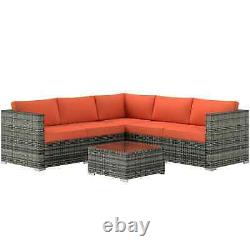 4-Piece PE Rattan Garden Furniture Set Wicker Sofa Loveseat Coffee Table Outdoor