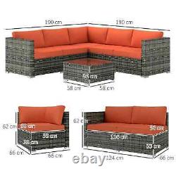 4-Piece PE Rattan Garden Furniture Set Wicker Sofa Loveseat Coffee Table Outdoor