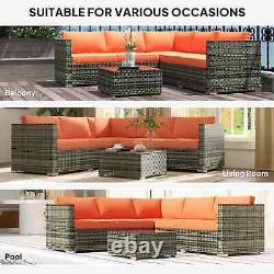 4-Piece PE Rattan Garden Furniture Set Wicker Sofa Loveseat Coffee Table Outdoor