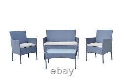4 Piece Rattan Furniture Set Chairs Sofa Table Patio Wicker Garden Furniture